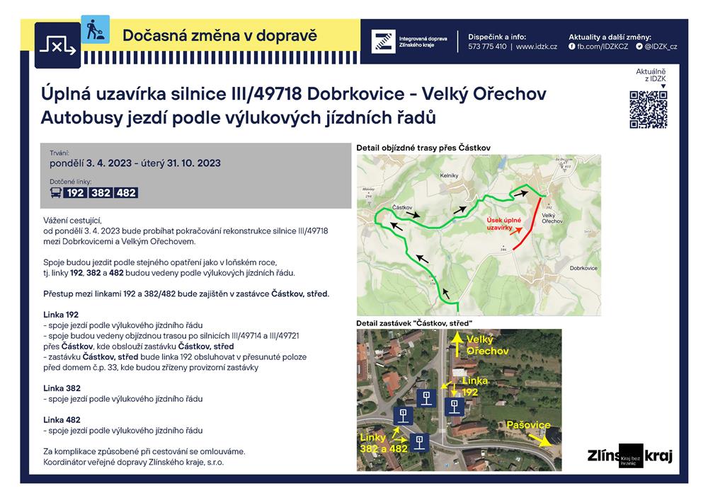 Uzavírka silnice Vel. Ořechov